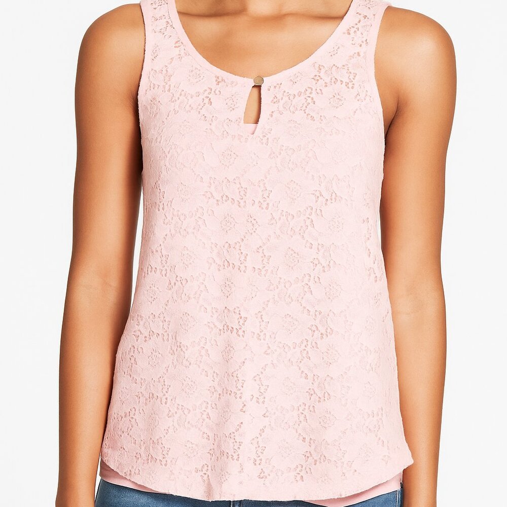 Ellen Tracy vintage ballet pink lace top, size M